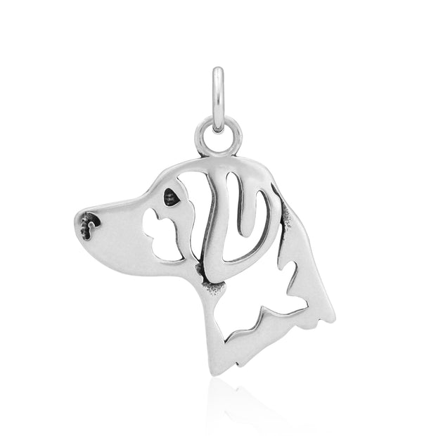 Brittany Spaniel Pendant Head Design in Sterling Silver.