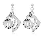 Brussels Griffon Earrings Head Design in Sterling Silver in Dangle Post.