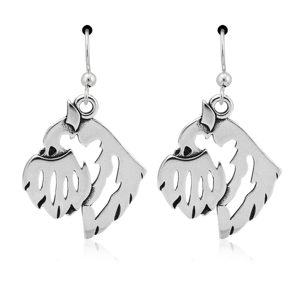 Brussels Griffon Earrings Head Design in Sterling Silver in French Hook.