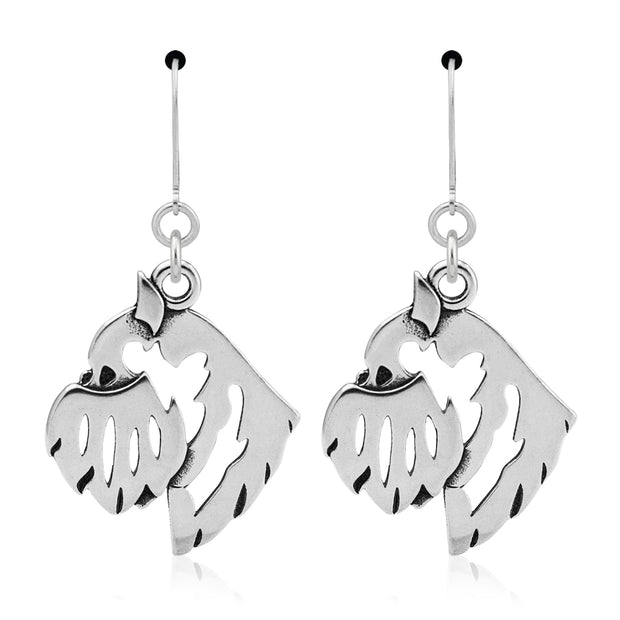 Brussels Griffon Earrings Head Design in Sterling Silver in Leverback.