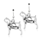 Brussels Griffon Earrings Body Design with Rat in Sterling Silver in French Hook.