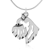 Brussels Griffon Necklace Head Design in Sterling Silver on Box Chain.