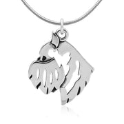 Brussels Griffon Necklace Head Design in Sterling Silver on Snake Chain.