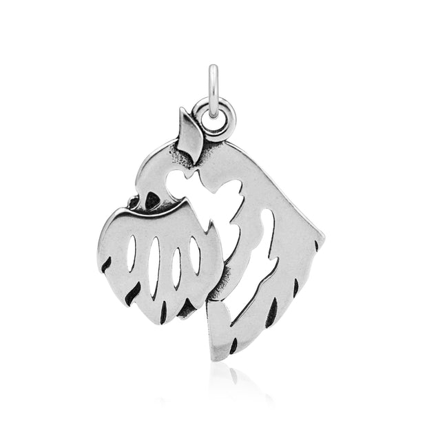 Brussels Griffon Pendant Head Design in Sterling Silver.