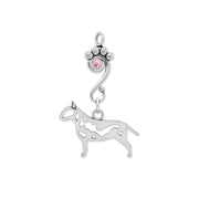 Bull Terrier Pendant Body Design with Light Amethyst Crystal in Sterling Silver.