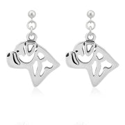 Bullmastiff Earrings Head Design in Sterling Silver in Dangle Post.