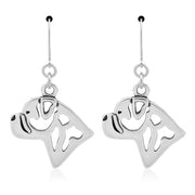 Bullmastiff Earrings Head Design in Sterling Silver in Leverback.