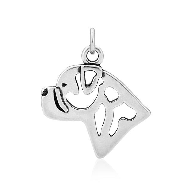 Bullmastiff Pendant Head Design in Sterling Silver.