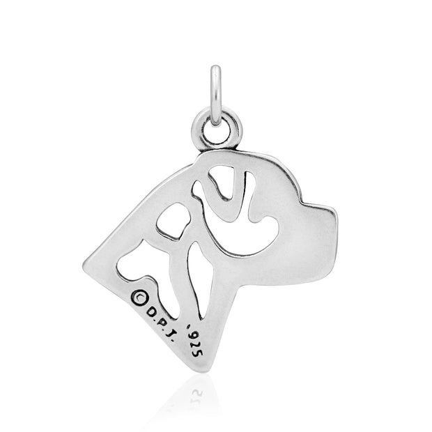 Bullmastiff Pendant Head Design in Sterling Silver Back Side View.