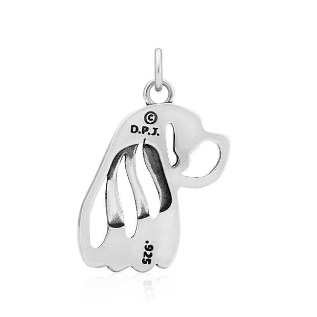 Cavalier King Charles Spaniel Pendant Head Design in Sterling Silver Back Side View.