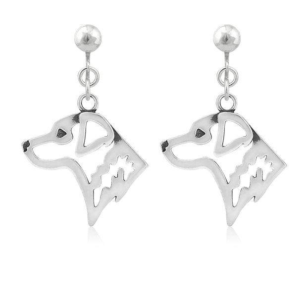 Chesapeake Bay Retriever Clip-On Earrings Head Design in Sterling Silver.