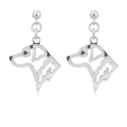 Chesapeake Bay Retriever Earrings Head Design in Sterling Silver in Dangle Post.