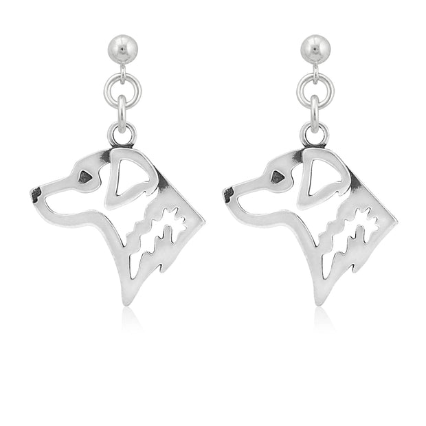 Chesapeake Bay Retriever Earrings Head Design in Sterling Silver in Dangle Post.