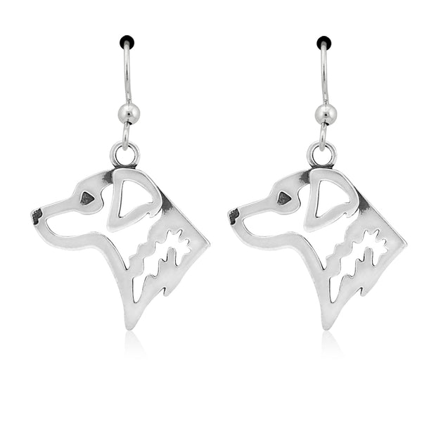 Chesapeake Bay Retriever Earrings Head Design in Sterling Silver in French Hook.