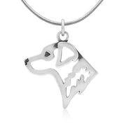 Chesapeake Bay Retriever Necklace Head Design in Sterling Silver on Snake Chain.