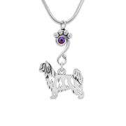 Crystal Chinese Crested Necklace, Powder Puff