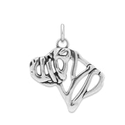 Chinese Shar Pei Pendant Head Design in Sterling Silver.