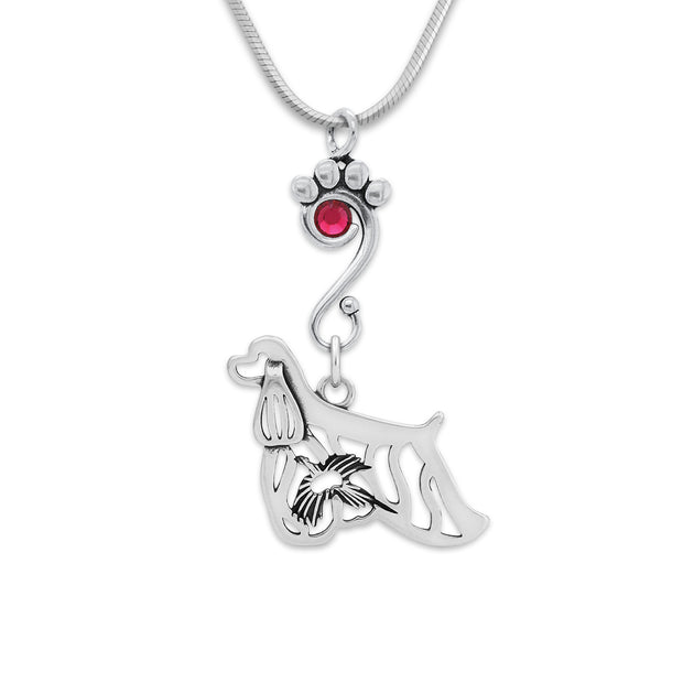 Crystal Cocker Spaniel w/Pheasant Necklace, Body