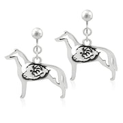 Smooth Collie Clip-On Earrings Body Design with Ram in Sterling Silver.