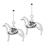 Smooth Collie Earrings Body Design with Ram in Sterling Silver in Leverback.