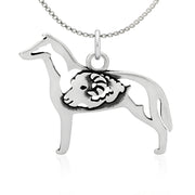 Smooth Collie Necklace Body Design with Ram in Sterling Silver on Box Chain.