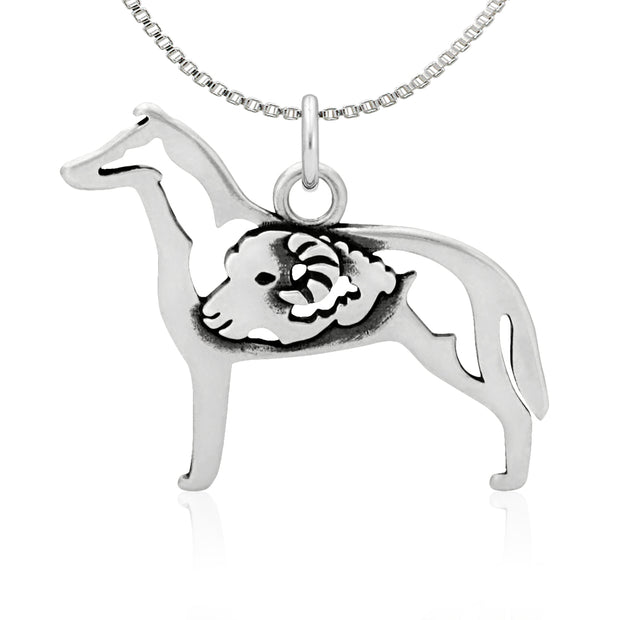 Collie Necklace Jewelry in Sterling Silver, Smooth