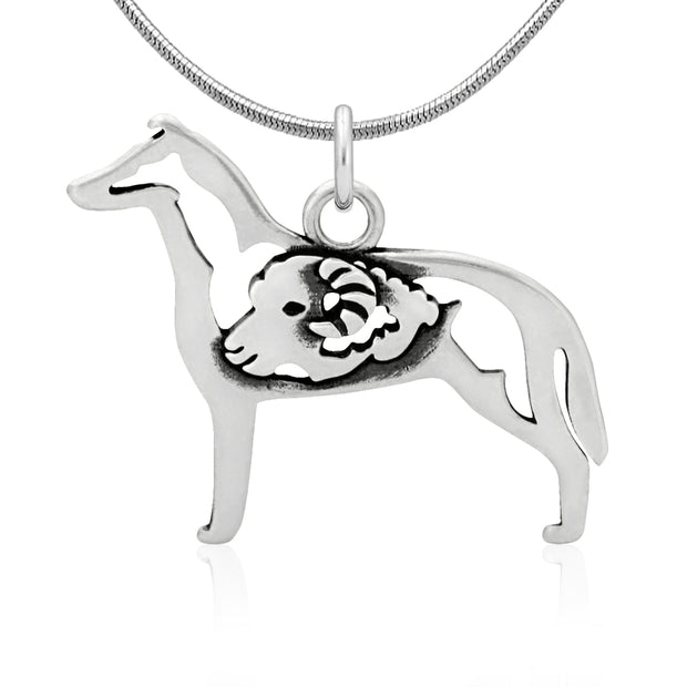 Collie Necklace Jewelry in Sterling Silver, Smooth