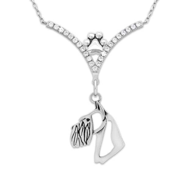 VIP Schnauzer CZ Necklace, Cropped Ears Head