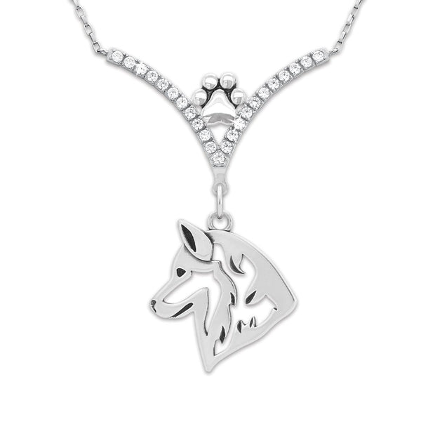 VIP Siberian Husky CZ Necklace, Head