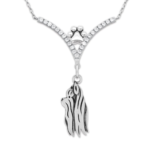 VIP Yorkshire Terrier Show Cut CZ Necklace, Head