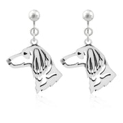 Dachshund Clip-On Earrings Head Design in Sterling Silver.