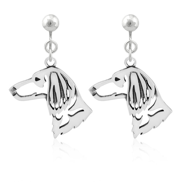 Dachshund Clip-On Earrings Head Design in Sterling Silver.