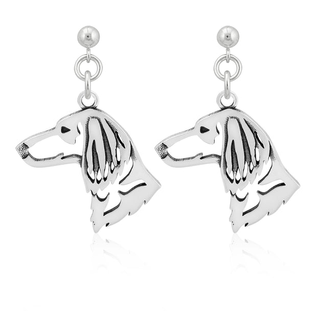 Sterling Silver Dachshund Earrings, Longhaired