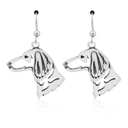 Dachshund Earrings Head Design in Sterling Silver in French Hook.