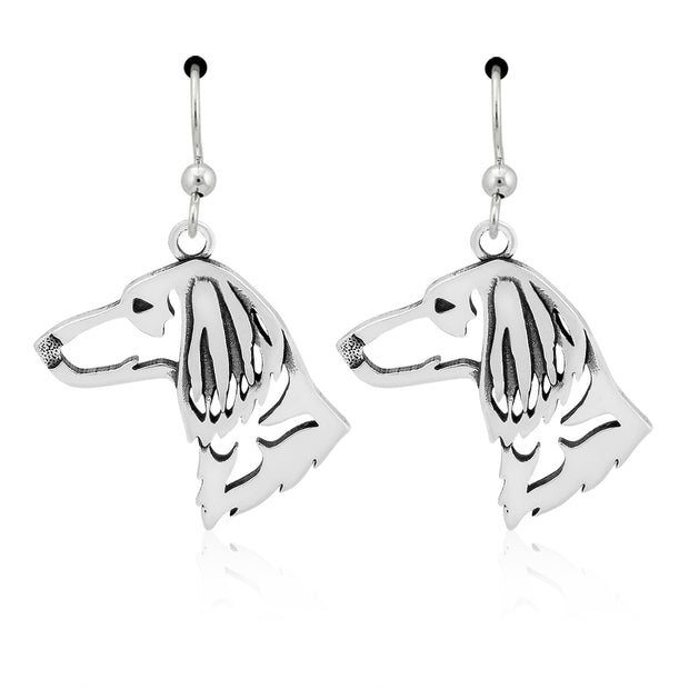 Sterling Silver Dachshund Earrings, Longhaired