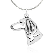 Dachshund Necklace Head Design in Sterling Silver on Box Chain.