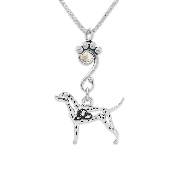 Dalmatian Birthstone Necklace,  w/Fire Hat