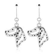 Dalmation Earrings Head Design in Sterling Silver in Leverback.