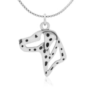 Dalmation Necklace Head Design in Sterling Silver on Box Chain.