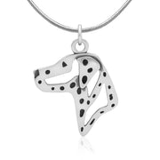 Dalmation Necklace Head Design in Sterling Silver on Snake Chain.