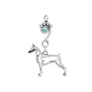 Crystal Doberman Pinscher Necklace, Cropped Ears Body