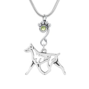 Crystal Doberman Pinscher Necklace, Gaiting