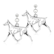 Sterling Silver Doberman Pinscher Earrings, Gaiting