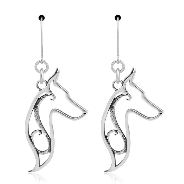 Sterling Silver Doberman Pinscher Earrings