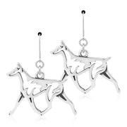 Sterling Silver Doberman Pinscher Earrings, Gaiting