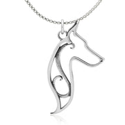 Doberman Pinscher Pendant Necklace in Sterling Silver