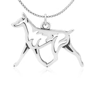 Sterling Silver Doberman Pinscher Necklace Pendant