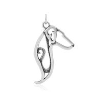 Doberman Pinscher Pendant Head Design in Sterling Silver.