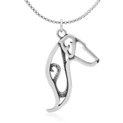 Doberman Pinscher Necklace Charm in Sterling Silver