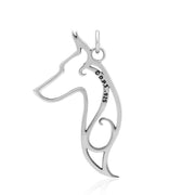 Doberman Pinscher Pendant Necklace in Sterling Silver